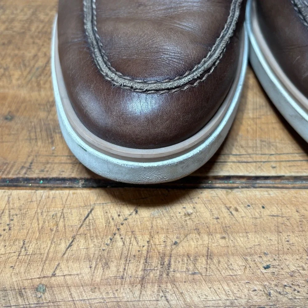Magnanni Mens‎ Brown Leather Slip On Casual Dress Shoes Loafers Size 9